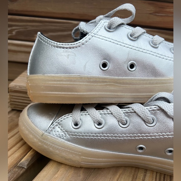 Converse Silver Metallic All-Star Sneakers SZ 2! NEW! - Picture 6 of 16
